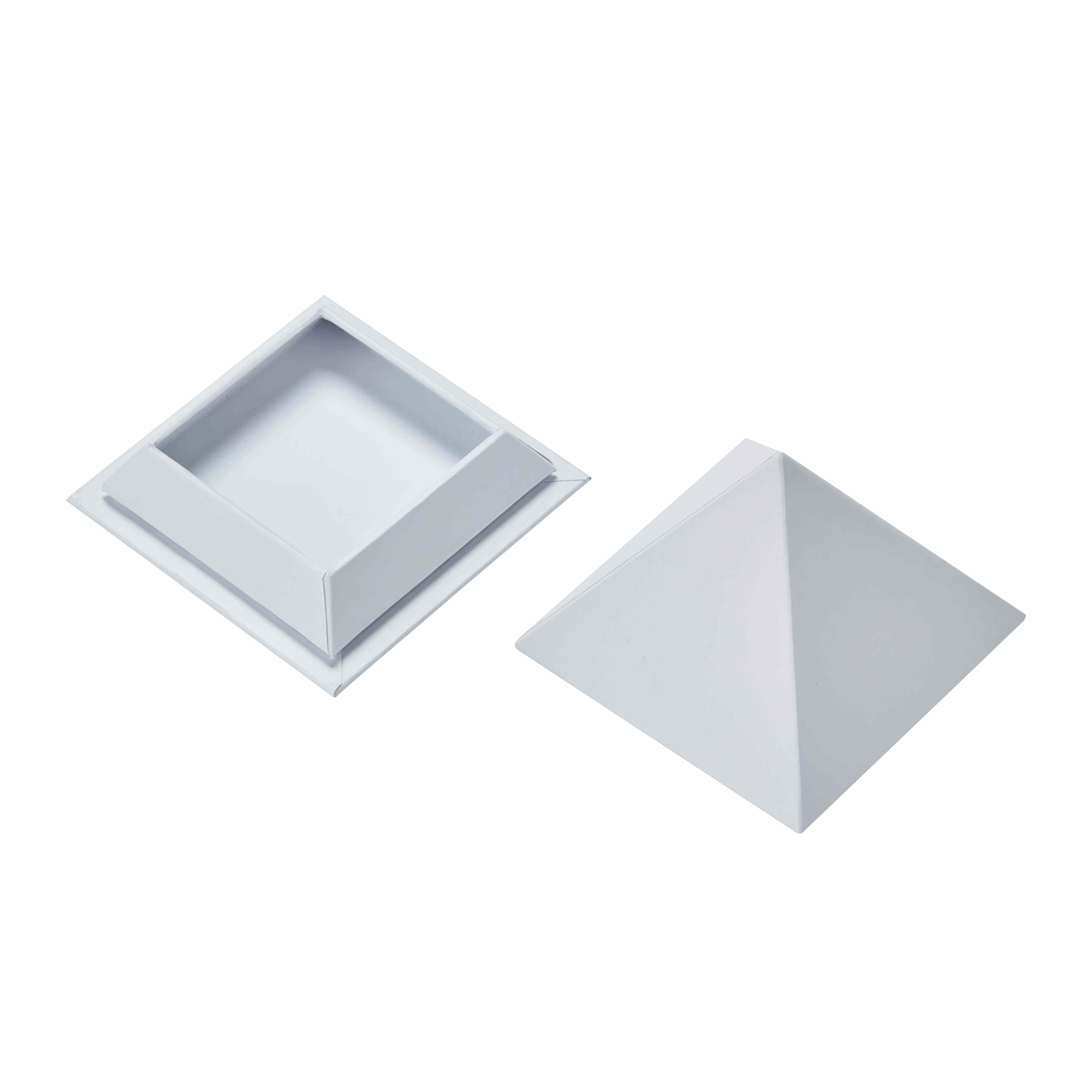 White Triangular Pyramid Rigid Lid and Base Box | Unique Custom-Shaped Luxury Packaging