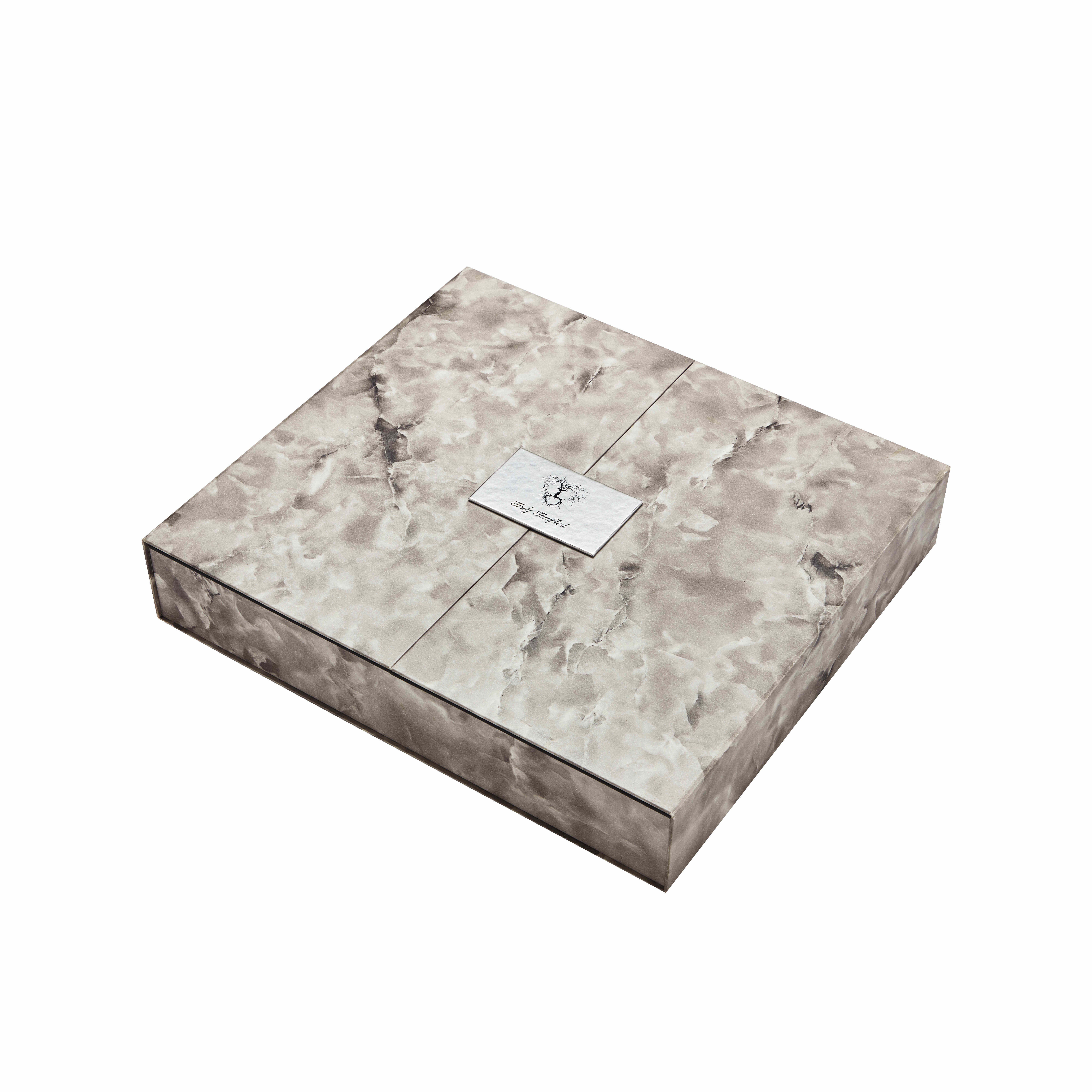 Luxury Double Door Magnetic Rigid Box with Marble Finish & Satin Lining