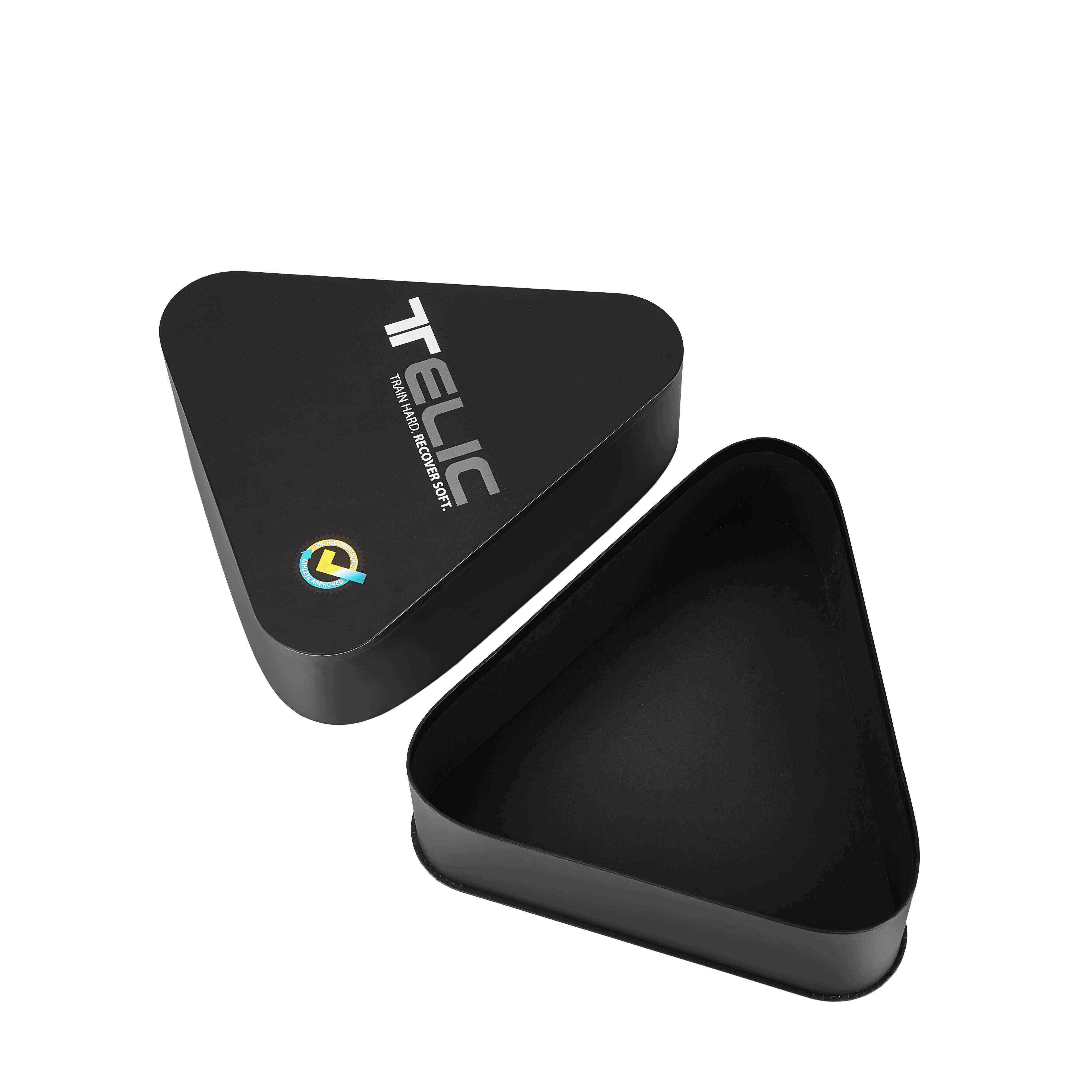 Black Triangle Rigid Lid and Base Box with Rounded Corners | Custom Luxury Packaging with Logo Printing