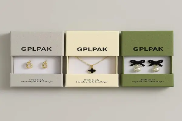 Custom Premium Drawer Sliding Rigid Cardboard Jewelry Paper Packaging Box For Jewellery With Suede Pouch