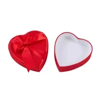 Red Heart-Shaped Rigid Lid and Base Gift Box with Ribbon Bow | Custom Romantic Packaging for Special Gifts