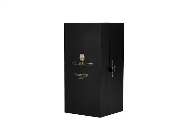 Custom Design Foil logo Magnetic Closure Rigid Black PU leather 750ml Wine Bottle Packaging Box With EVA Foam Insert
