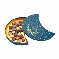 Premium Moon-Shaped Ramadan Chocolate Box | Gold Foil | Food-Grade