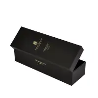 Custom Design Foil logo Magnetic Closure Rigid Black PU leather 750ml Wine Bottle Packaging Box With EVA Foam Insert