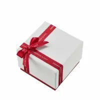 Luxury Custom Red & White Rigid Lid and Base Jewelry Box with Ribbon Bow