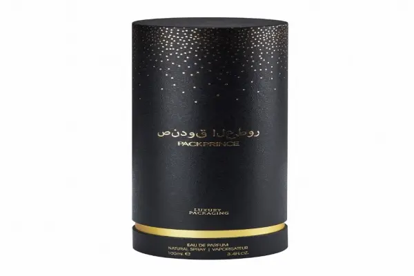    Luxury black texture paper custom foil logo UV rigid tube for body spray