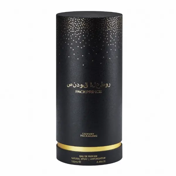    Luxury black texture paper custom foil logo UV rigid tube for body spray