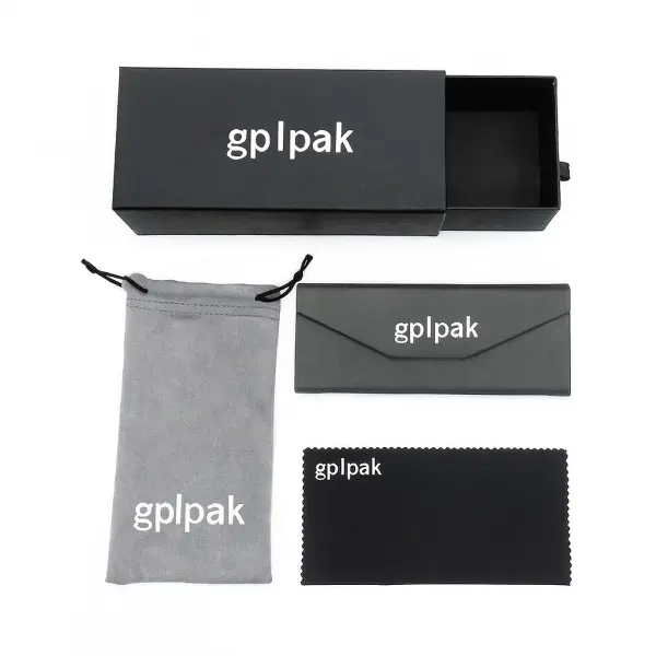 Custom Eyewear Packaging Set with Rigid Box, PU Case, Cloth & Pouch