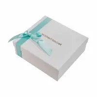 White Skincare Rigid Lid and Base Box with White EVA Wrapped Insert & Ribbon Bow