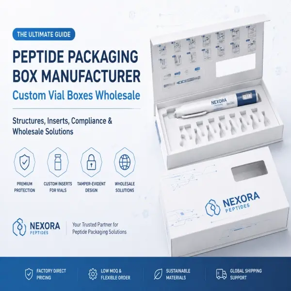 Peptide Packaging Box Manufacturer | Custom Vial Boxes Wholesale