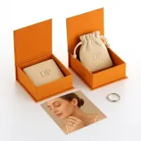 Customized Gold Foil Logo Flip Top Magnetic Rigid Paperboard Jewelri Box With Velvet Envelope For Jewellery