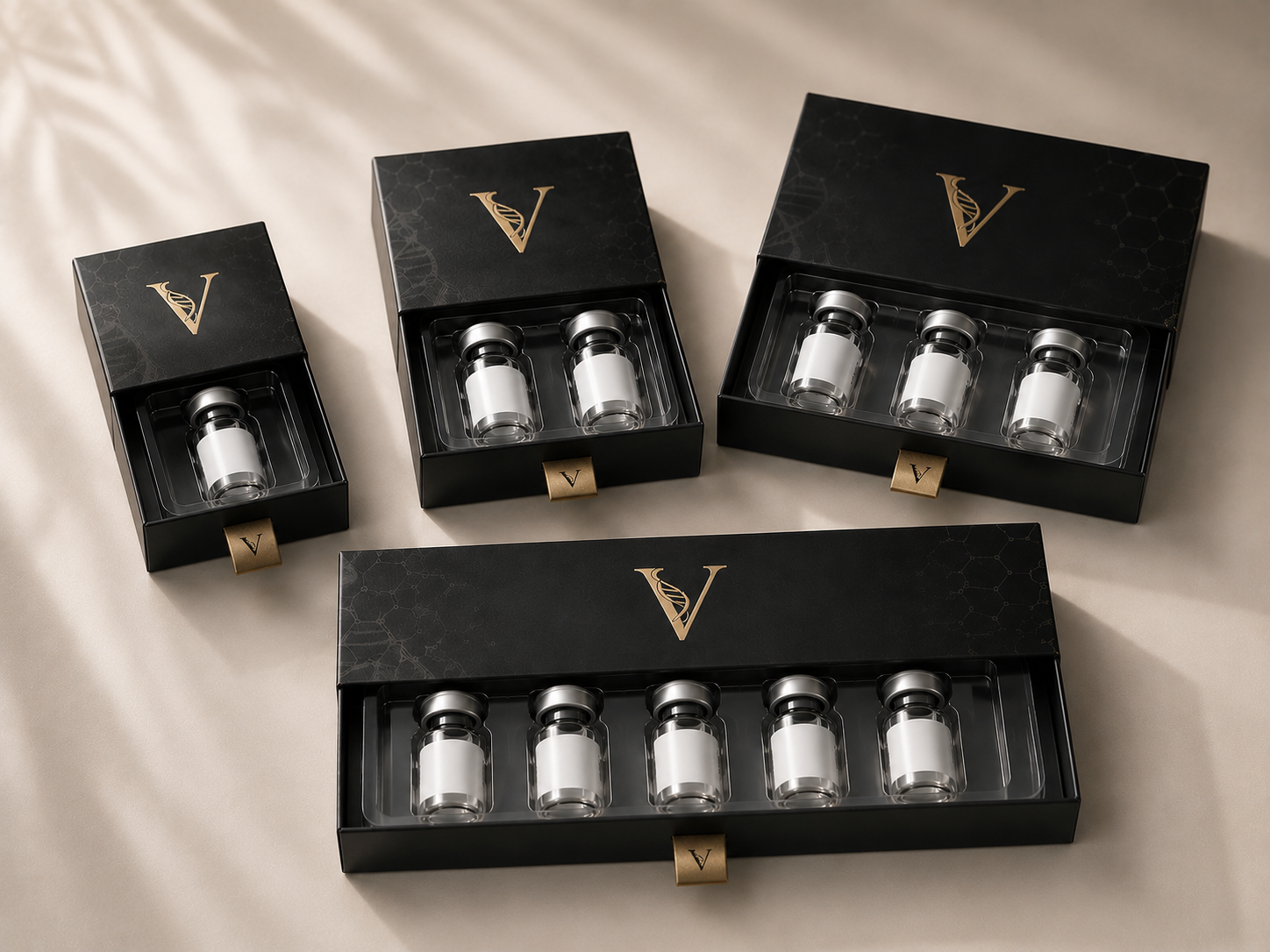 Premium custom peptide packaging boxes with vial inserts