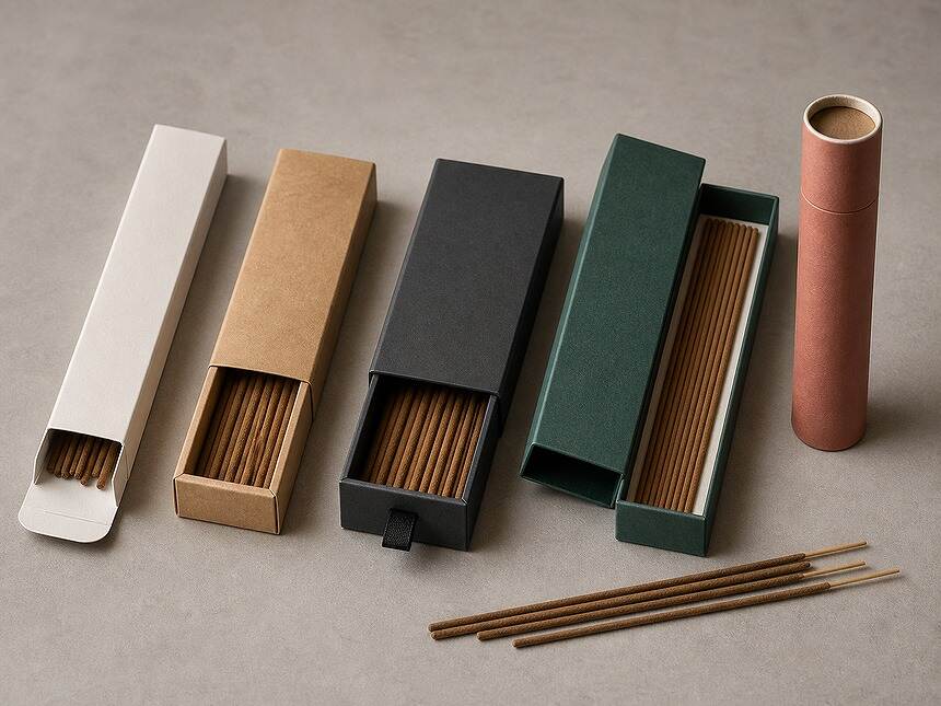 Comparison of folding carton, sleeve, drawer, rigid and tube incense packaging structures