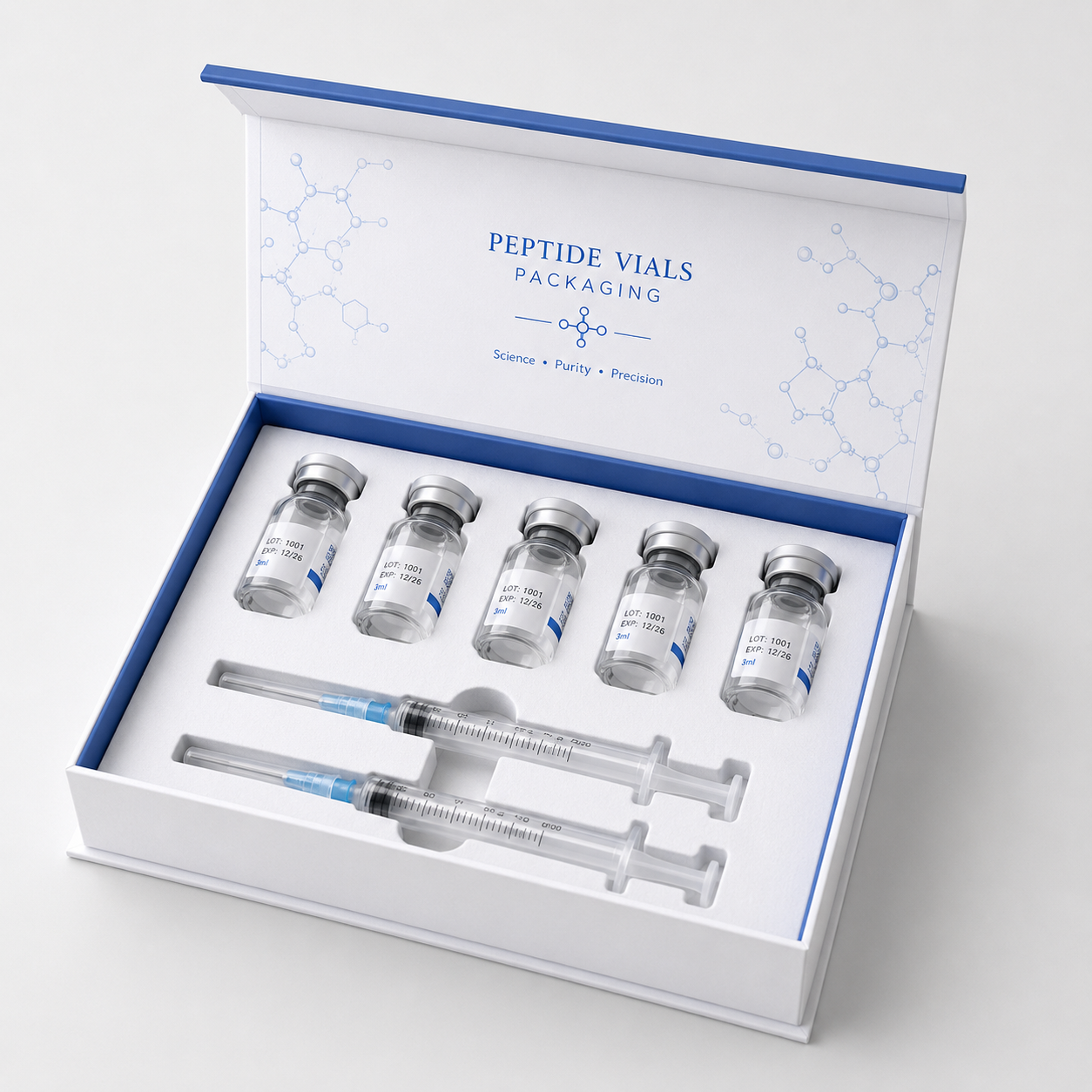 Custom peptide pen packaging box with precision insert Custom peptide pen packaging box with precision insert