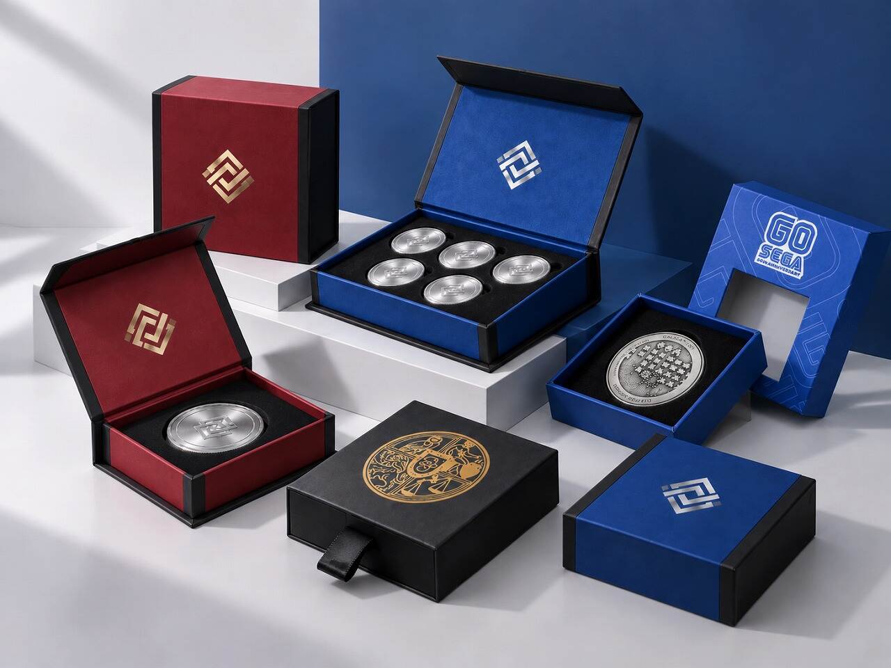 Custom commemorative coin presentation boxes reviewed with specifications, capsule, caliper and export carton