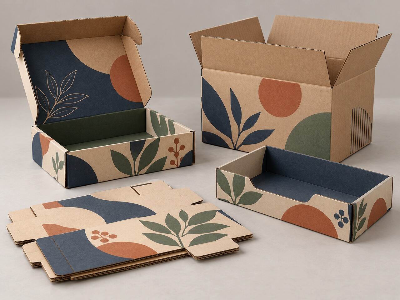 Personalized corrugated mailer, shipping carton, retail tray and printed flat dielines